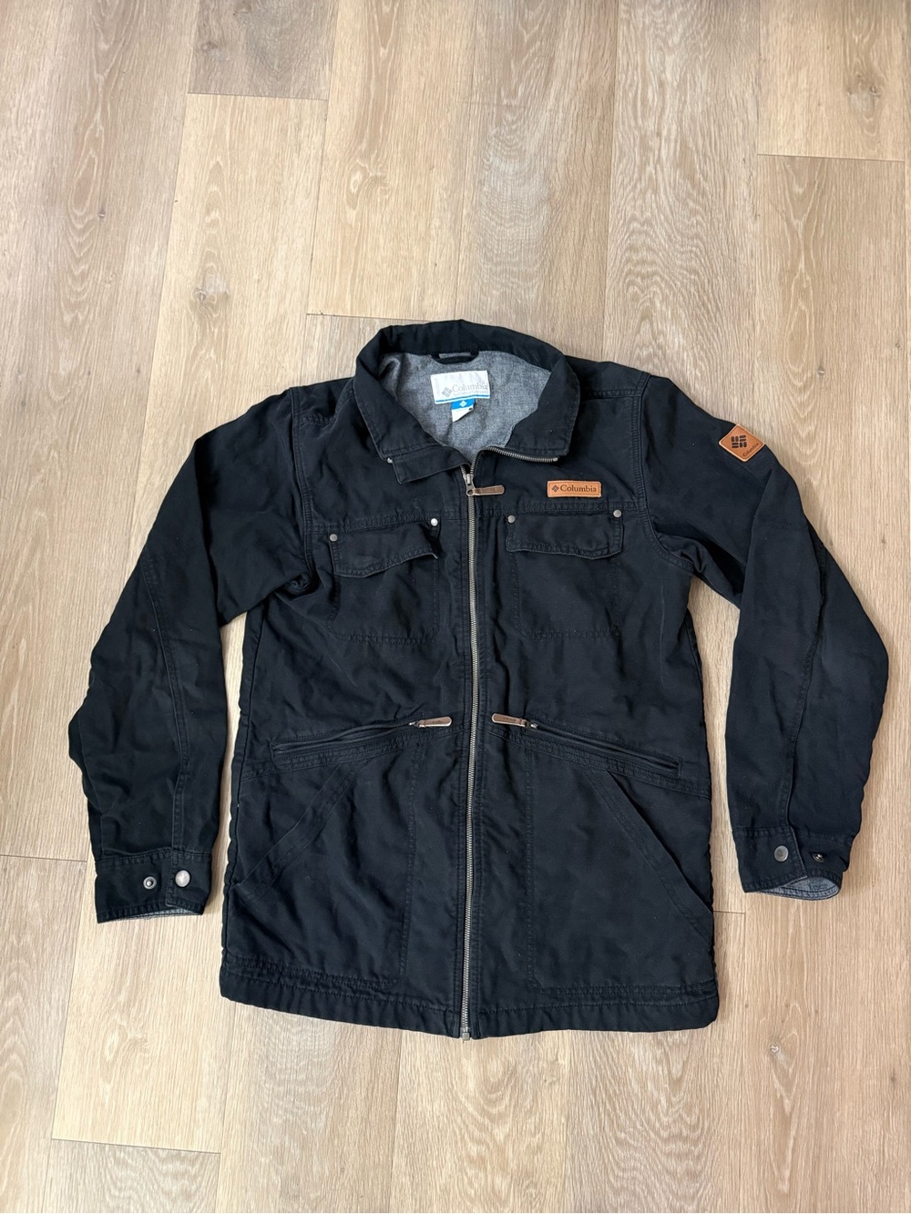 Columbia Black Lined Collar Zip Jacket Unisex Size Small